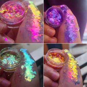 1Jar 스파클리 글리터 네일 오팔 플레이크 매직 미러 오로라 네일 스팽글 안료 아이 섀도우 컬러 시프트 인어 네일 크롬 더스트