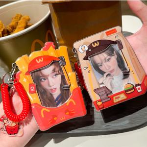 MINKYS Kawaii 함부르크 3 인치 Kpop 포토 카드 홀더 사진 카드 홀더 가방 펜던트 학교 문구