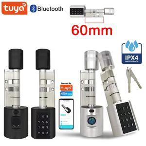 Tuya APP 지문 실린더 스마트 도어 잠금 전자 디지털 키패드 코드 열쇠가없는 원격 제어 조정 가능한 홈 아파트