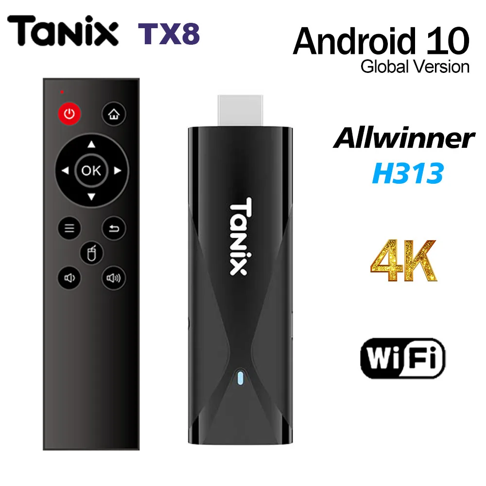 TANIX TX8 스마트 TV 박스 안드로이드 10 TV 스틱 Allwinner H313 2GB 16GB 2.4G WIFI 4K 미니 TV 동글