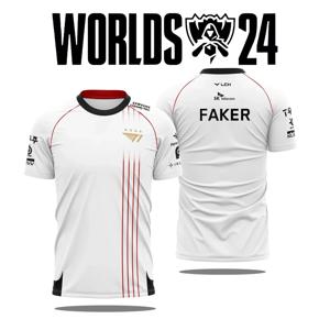 2024 새로운 T1 Esports 팀 유니폼 티셔츠 리그 오브 레전드 월드 파이널 저지 티셔츠 LOL 게임 Faker 팬 지원 남성 의류