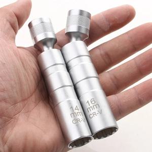 점화 플러그 소켓 렌치 어댑터 14mm16mm 세트 자기 유연한 소켓이있는 범용 조인트 얇은 벽 3/8 