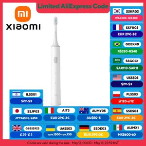 XIAOMI MIJIA T300 음파 전동 칫솔, 25일 동안 한 번 충전, IPX7 방수 충전식 칫솔 치아 미백, 2 모드