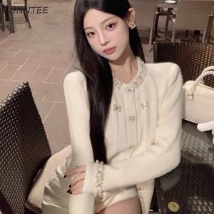 인스타그램 니트 가디건 비즈, 한국 패션, 올매치, 데일리 크롭, 귀엽고 부드러운 소녀, 우아한 가을 겨울