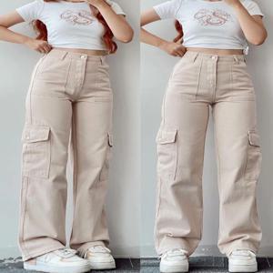 새로운 Y2K 여성 빈티지 카고 바지 streetwear techwear 한국어 하라주쿠 낙하산 바지 베이지 스웨트 팬츠 와이드 레그 조깅 바지