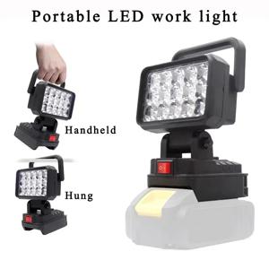 15 구슬 LED 작업 조명 스포트라이트 Bosch 18V 리튬 이온 배터리 용 밀워키 용 Dewalt 용 Makita 용 휴대용 램프 핸드 랜턴