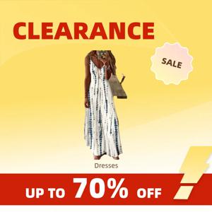 Clearance_Women's 캐주얼 루즈 브이넥 타이다이 프린트 스파게티 맥시 드레스 여름 해변 휴가 롱 드레스_지속 업데이트