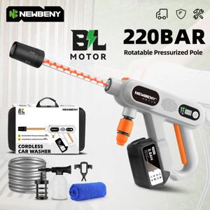 NEWBENY 220Bar 5 IN 1 브러시리스 고압 세척기 3 기어 18V 배터리 용 무선 가정용 자동차 정원 청소 도구