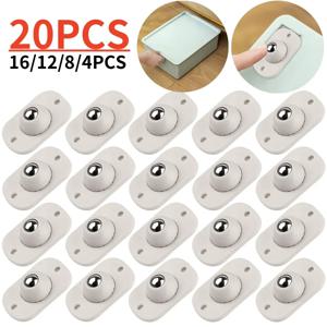 4/8/20Pcs 자기 접착제 음소거 공 범용 휠 4 구슬 가구 캐스터 바퀴 스테인레스 스틸 휠 360 °   회전 풀리