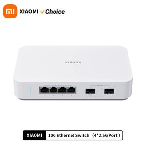 2025 새로운 Xiaomi 10G 이더넷 스위치 4×2.5G+2×10GMbps 미니 네트워크 스위치 VLAN 이더넷 분배기 Lan 라우터 6 포트 허브 스위치