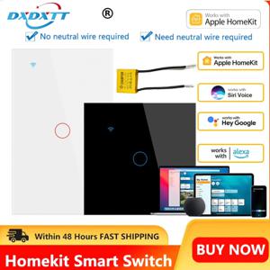 Apple Homekit 스마트 스위치 중립 없음 EU/US WIFI 터치 센서 전등 스위치 Smart Google Home Alexa Siri 음성 제어 220V 110V