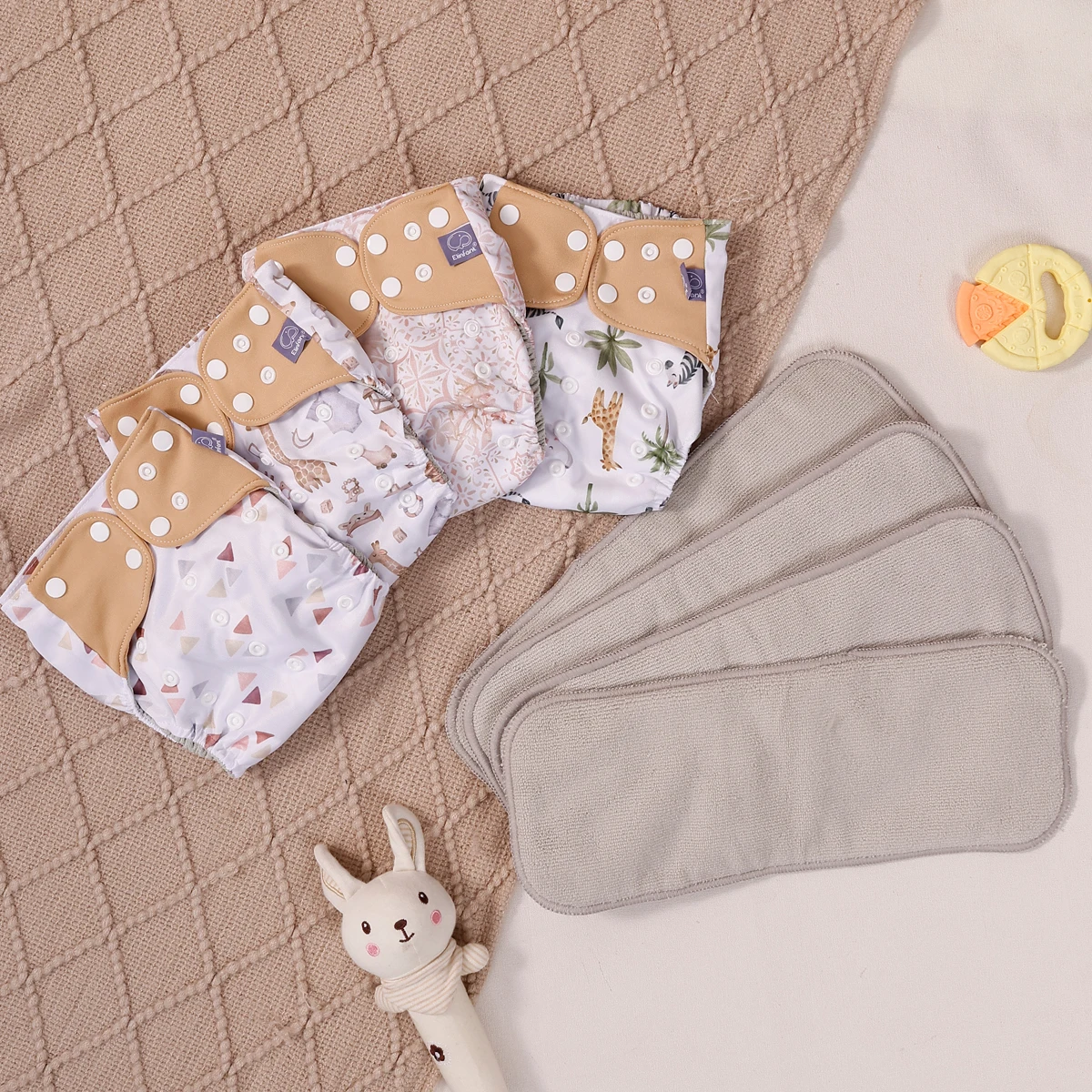 세척 가능한 친환경 포켓 천 기저귀, 방수 아기 천, 3-15kg, 4 개 내부, 4 개