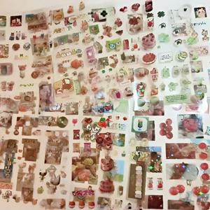 10pcs 반짝이 스티커 투명 PET 컷 필름 탑 로더 스크랩북 데코 스티커 Kawaii 저널 스티커 크리스마스 학교