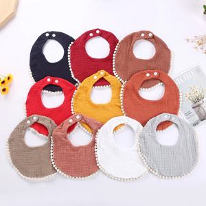 솔리드 코튼 Gause Baby Bibs 귀여운 술 신생아 Burp Clothes Bandana 스카프 소년 소녀 타액 수건 Feeding Bebe Baberos