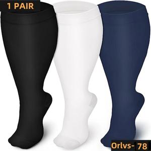 2XL-7XL 플러스 사이즈 압축 양말 솔리드 컬러 여성 남성 스포츠 러닝 요가 스포츠 피트니스 체중 감소를위한 추가 사이즈 지방 양말