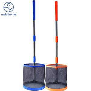 99cm 스테인레스 스틸 폴 탁구 공 피커 라운드 버킷 탁구 공 수집기, 140 Pcs 공을 담을 수 있음