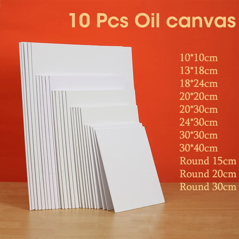 10 Pcs 캔버스 보드 페인팅 코튼 블랭크, 프라이밍 화이트, 유화, 수채화, 구 아슈, 아크릴, 미술 용품, HB-17에 적합