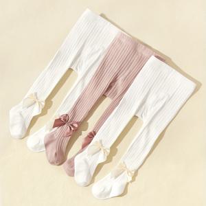 3 개/대 봄과 가을 공주 Bowknot 여자 패션 아기를위한 편안한 통기성 코튼 팬티 스타킹