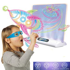 3D 매직 드로잉 패드 LED 빛 다채로운 공간 바다 공룡 그림 보드 어린이 교육 장난감 성장 놀이 친구 크리 에이 티브 선물