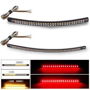 오토바이 LED 테일 라이트 스트립 12V 노란색 흐르는 회전 단일 표시 등 빨간색 스트로브 램프 브레이크 조명 장식 라이트 밴드