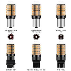 자동차 후방 브레이크등 CanBus LED 방향 지시등 전구, T20, 1156 BA15S P21W 1157 BAY15D P21/5W 7440 7443 W21/5W 3156 3157 3014/144SMD