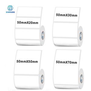 50mm 너비 열 라벨 스티커 흰색 자체 접착 라벨 종이 의류 Phomemo SINMARK 프린터 용 상품 가격 태그 슈트