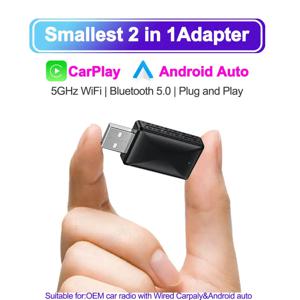 USB 플러그 앤 플레이 기능이 있는 OEM 차량용 스테레오용 무선 CarPlay Android 자동 어댑터에 2in1 유선 연결