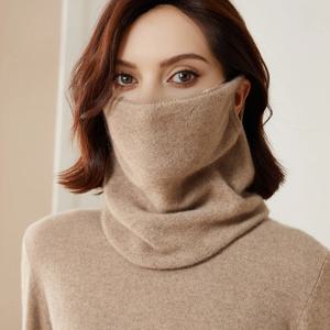 100% 메리오 울 넥 워머 여성 겨울 따뜻한 패션 중공 커버 튜브 스카프 귀 페이스 마스크 거짓 칼라 가을 머리띠