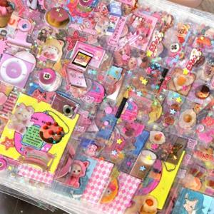20 개/대 귀여운 Y2k 반짝이 레이저 스티커 전화 카메라 수하물 저널 스티커 Kawaii 장식 스티커 선물