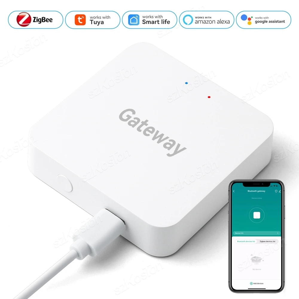 Tuya 무선 ZigBee 게이트웨이 허브 스마트 홈 자동화 링크 브리지 스마트 라이프 APP 원격 제어는 Alexa Google과 함께 작동합니다.
