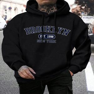 Brooklyn Est 1998 뉴욕 프린팅 남성용 후디, 하라주쿠 크루넥 후디, 오버사이즈 후디, 편안한 운동복, 가을 패션