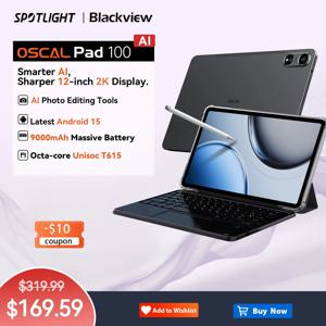 Blackview OSCAL 패드 100 태블릿 PC, 12 인치, 2K FHD, Unisoc T615, 12 + 24GB RAM, 256GB ROM, 9000mAh, 안드로이드 15, 4G, 월드 프리미어