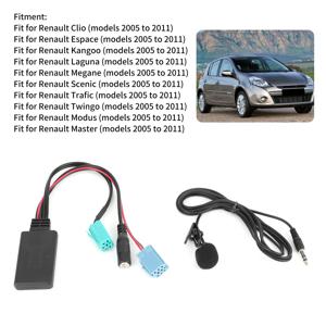 Clio/Espace/Megane에 적합한 마이크가 포함된 6핀 케이블카 스테레오 AUX-IN 어댑터