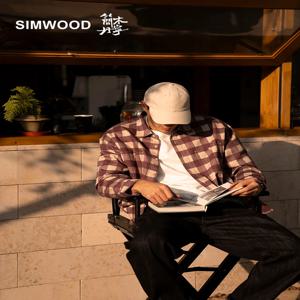 SIMWOOD 남성용 슈퍼 루즈 격자 무늬 셔츠, 워싱 빈티지 원단 캐주얼 체크 셔츠, 하이 스탠다드, 2025 용수철, 8oz, 신제품