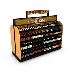 와인 소매점을 위한 슈퍼마켓 목제 포도주 저장 선반 주류 금속 진열장 위스키 병 선반