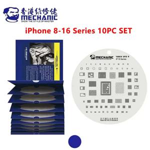 Mechanic 10 in 1 UFO 시리즈 고온 저항 Quare Round Hole BGA Reballing Steel Stencil for iPhone 8-16 시리즈 도구