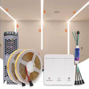 WS2811 흐르는 물 Led 스트립 COB 24V 10M 15M 20M 따뜻한 차가운 흰색 순차 경마 Led 테이프 빛 동기화 원격 제어