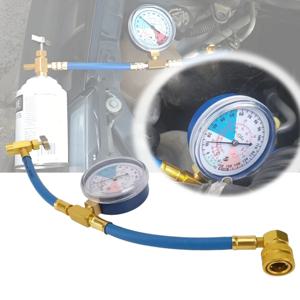 자동차 AC 에어컨 R134A 압력 게이지가있는 냉매 충전 측정 호스 압력 게이지 측정 키트 수리 도구