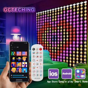 400 LED 스마트 커튼 조명 문자열 조명 App 원격 제어 음악 동기화 크리스마스 커튼 문자열 야외 요정 조명