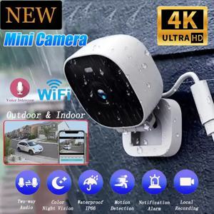 새로운 4K 미니 보안 카메라 WiFi 모니터 IP65 방수 풀 컬러 나이트 비전 모션 감지 감시 양방향 오디오