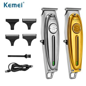 Kemei 전문 헤어 클리퍼 모든 금속 남성 전기 무선 헤어 트리머 0mm Baldheaded T 블레이드 마무리 이발 기계 1949