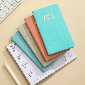 A6 2025 휴대용 플래너 365 일 내구성 Pu 커버 일일 주간 일정 노트 컴팩트 캘린더 저널 학교 사무실 일정