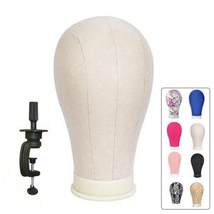 DIY 가발 만들기위한 마운트 구멍이있는 스탠드 캔버스 헤드 가발 모델이있는 22 인치 마네킹 헤드