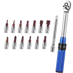 15Pcs 사전 조정 가능한 토크 렌치 세트 1/4 ''2-24N.m 슬리브 제거 래칫 자동차 유지 보수를위한 자동 수리 도구