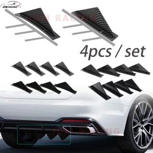 4pcs 유니버설 플랫/아크 후면 범퍼 립 디퓨저 상어 지느러미 턱 범퍼 보호대 가드 커버 자동 후면 트림 스포일러 블랙