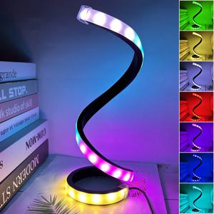 나선형 LED 야간 조명 RGB 화이트 조도 조절 테이블 램프 스위치 제어, USB 5V 침실 사무실 책상 독서실 장식