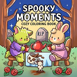 SPOOKY MOMENTS 성인을 위한 대담하고 쉬운 패턴 색칠하기 책 귀여운 그림책 파티와 생일을 위한 완벽한 선물