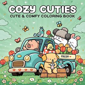 COZY CUTIES 대담하고 쉬운 패턴 성인을 위한 색칠하기 책 귀여운 그림책 파티와 생일을 위한 완벽한 선물
