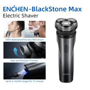 ENCHEN 전기 면도기 회전식 3D 헤어 면도기, 전문 면도기, 방수 안전 잠금 수염 트리머, 남자 블랙스톤 맥스 - BlackStone Max