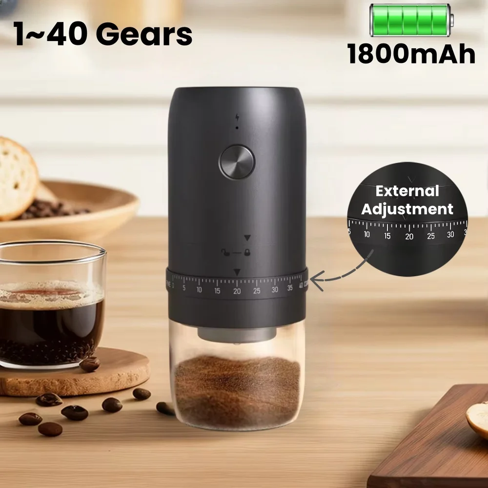 휴대용 USB 전기 커피콩 연마기, 40 기어 외부 조절식 충전식 그라인더, 가정용 미니 커피 머신, 신제품